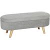 HOMCOM Panca letto contenitore 2 in 1 in tessuto con gambe in legno 110L x 40P x 43H cm grigio chiaro