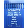Schmetz Aghi per macchina da cucire industriale Canu 14:25 1 DBX1 16X231 287 WH, Taglia 90/14