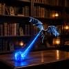Generico Dragon Bookshelf Nook Light,3D Printed Fire-Breathing Fantasy Shelf Decor,Red Blue Flame Flying Dragon Design,for Home Office LivingRoom Bedroom Ornament,Gothic Library Collector Gift