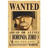 RORONOA ZORO | One Piece Poster Manifesto Wanted Dead or Alive | 42 x 28,5 cm