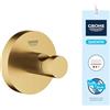 GROHE Start Gancio Accappatoio (Metallo, Fissaggio Nascosto, Viti e Tasselli Inclusi, QuickGlue per Installazione Rapida), Dimensione 45 mm, Oro Spazzolato Cool Sunrise, 41063GN0
