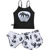 JiAmy Set bikini da bambina, 3 pezzi, costume da bagno con copricostume estivo da spiaggia per 8-14 anni, Nero , 7 anni