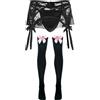 AIEOE Set di biancheria intima da uomo Sissy, con perizoma in pizzo, slip Lingeire Crossdresser, calze lunghe, 2 pezzi, Volant nero, Taglia unica