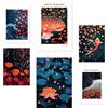 Set Da 6Yayoi Kusama Onda Di Funghi Colori Scuri Giapponese Poster Con Illustraz