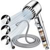 Soffione Doccia Anticalcare 15 Fasi con Filtro, Tubo 2m, 3+1 Getti, Massaggiante