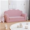 Gecheer Divano Letto per Bambini a 2 Posti, Poltroncina, Mini Divano, Divanetto per Bimbi in Morbido Peluche Rosa