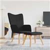 Générique Sedia Relax con Sgabello Nero Tessuto, Poltrona Relax Design Chic e Moderno, Schiuma Imbottita Comodo, Telaio in Acciaio e Piedi in Legno, Stabile e Durevole, Carico Max