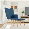 Générique Sedia Relax con Sgabello Blu Tessuto, Poltrona Lounge Design Moderno, Telaio in Acciaio e Piedi in Legno, Schiuma Imbottita Confortevole, Carico Max 110 kg per seduta