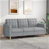 Gecheer Divano a 3 Posti Grigio Chiaro 180 cm,Divano Moderno,Divano 3 Posti Moderno,Divano Imbottito,Divano letto,Divano per Soggiorno/Ufficio Moderno Sofà Divanetto,Divano in Tessuto