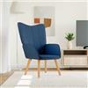 Générique Sedia Relax Blu Tessuto Design Chic e Moderno, Poltrona Confortevole con Schiuma Imbottita, Telaio in Acciaio e Piedi in Legno, Stabile e Durevole, Carico Max 110 kg.