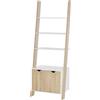 HOMCOM Mobile Libreria a Scala con 3 Mensole e Armadietto, Scaffale Moderno Stile Nordico in Legno, 60x40x171cm, Rovere e Bianco|Aosom