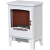 HOMCOM Camino Elettrico da Terra con Effetto Fiamma, Temperatura Regolabile 900W-1800W, Copertura 15-20m², 39x26x54.8cm, Bianco|Aosom