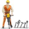 Bruder Gadget - Bruder: 60020 - Personaggio Operaio Edile Con Accessori - Bruder