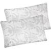 Corredocasa Set 2 Copricuscino Letto 50x80 cm, Made in Italy - 100% Puro Cotone Damascato Medaglione Qualità Extra Premium - Coppia Federe Copri Cuscino Protettive con Cerniera Traspiranti e Lavabili