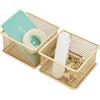 Annova Set di 2 cestini portaoggetti in rete per cassetti e mensole, per scuola e ufficio (d'oro, 7.5x7.5x5cm)
