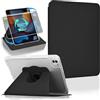 Koze Custodia Rotante per iPad Pro 11 pollici M5 2025 / M4 2024 (iPad Pro 11 6a/5a generazione) con portapenne, Cover Girevole a 360° Supporto Retro in Acrilico Trasparente Antiurto, Nero