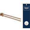 GROHE Start Portasciugamani con Braccio Doppio Girevole (Metallo, 2 Bracci Orientabili, Viti e Tasselli Inclusi, Facile da Installare), Dimensione 439 mm, Oro Rosa Spazzolato, 41183DL0
