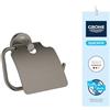 GROHE Start Portarotolo con Coperchio (Metallo, Fissaggio Nascosto, Viti e Tasselli Inclusi), Dimensione 167 x 119 mm, Grigio Antracite Spazzolato Hard Graphite, 41067AL0