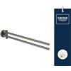 GROHE Start Portasciugamani con Braccio Doppio Girevole (Metallo, 2 Bracci Orientabili, Viti e Tasselli Inclusi, Facile da Installare), Dimensione 439 mm, Grigio Antracite Spazzolato, 41183AL0