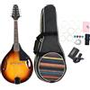 Mandolino Colorazione a Sprazzi di Sole Rosso Set Completo Mandolino a 8 Corde