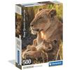 Clementoni - Puzzle 500 Pezzi per Adulti e Ragazzi, Illustrazione Tigri Feline Love, Idea Regalo, Compact Box, Made in Italy, 36x49 cm, Poster Incluso, 35620