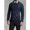 Fatto a mano Giacca uomo blu navy vera pelle scamosciata morbida biker moto fatta a mano c...