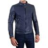 Fatto a mano Giacca uomo elegante pura pelle blu fatta a mano alla moda biker casual slim fit