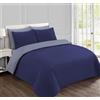 VISION - Biancheria da letto - Set copripiumino 155 x 220 cm con 2 federe abbinate 80 x 80 cm - Chiusura con cerniera - Completamente reversibile: possibilità di scegliere tra grigio e blu - 100% cotone - Öko-Tex