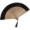 GFM® Ventaglio portatile pieghevole in seta di bambù per estate, matrimonio, nero (GG-FLSLK-F38A-09-TRKL)