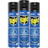 Raid Mosche e Zanzare Tripacco, Spray Insetticida, Antizanzare e Antimosche, Azione Rapida, 3 bombole da 400 ml