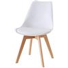 Baroni Home Sedia da Pranzo o Ufficio con Gambe in Legno, Sedia Ergonomica con Cuscino Integrato 57X48X79 cm Bianco (1)