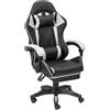 Baroni Home Sedia Gaming con Schienale Ergonomico Inclinabile e Altezza Regolabile, Sedia Ufficio con Supporto Lombare, Poggiatesta Imbottito e Poggiapiedi Estraibile, Bianco, 58x66x114-124 cm