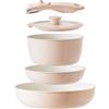 Redchef Set di pentole in ceramica 5 pezzi con manico rimovibile, Antiaderente,per campeggio, senza PFAS e PFOA, salvaspazio, lavabile in lavastoviglie,rosa