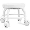 Agatige Sedile a rotelle basso, sgabello per pedicure con ruota girevole muta in pelle PU Sgabello rotondo con gradino rotolante per negozio di garage per ufficio domestico (Bianca)