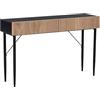 Beliani Tavolo consolle moderno 2 cassetti in legno di frassino naturale a coste MDF corridoio camera da letto nero