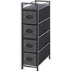 LIANTRAL Cassettiera verticale sottile con 4 cassetti in tessuto, cassettiera in tessuto, torre portaoggetti, grande capacità, cassettiera per camera da letto, soggiorno, bagno, stanza stretta, nero e