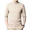 OWEIEYEU Maglione da uomo in cashmere con collo a lupetto, a maniche lunghe, pullover in maglia aderente, maglione caldo, Beige, L