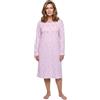 Lucky Camicia da Notte Donna Manica Lunga a Fiori, Farbe:Rosa, Größe-Damen:4XL
