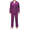 Vhersily Pigiama da uomo in raso, 2 pezzi, con pantaloni da notte e camicia da notte, pigiama a maniche lunghe, per tutte le stagioni, pigiama da uomo