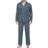 Vhersily Pigiama da uomo in raso, 2 pezzi, con pantaloni da notte e camicia da notte, pigiama a maniche lunghe, per tutte le stagioni, pigiama da uomo