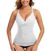 MISS MOLY Top Modellante da Donna in Mesh, Canotta Shapewear con Addome Snellente, Reggiseno Modellante a Spalla, Body Shaper Camisetta, Camicia Modellante, bianco, XL