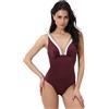 Lovable Costume da Bagno Intero con Ferretto in Microfibra Modellante | Chiusura con Fiocco sul Retro | Shiny Colour Block Donna, Vinaccia Bianco e Bronzo 36C - 4C