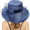 Vhersily Donna Cappello da Sole Protezione Estate Donne Spiaggia della Chiesa Tesa Cappelli Sposa Cerimonia Organza Larga con Grande Fiore Elegante