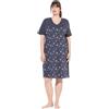 Ulla Popken Camicia da Notte con Fiori, Ricami, Scollo a V e Mezze Maniche Grigio Scuro 46+ 842586102-46+
