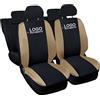 Rebeca Shop® Coprisedili Auto Compatibili per Juke in cotone Made in Italy Set Copri-sedili anteriori e posteriori (beige)