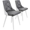 Menzzo scandinavi lalix - Set di 2 sedie poliuretano bianco/grigio 53 x 48 x 79 cm