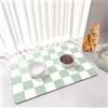 BLESWIN Tappetino Ciotole Cane, 61 x 40,5 CM, Tappetino Assorbente per Cibo per Cani, Tappetini a Scacchi per Ciotole per Gatti Facili da Pulire, Tappetino per Cani per Bevitori Disordinati, Verde e Bianco