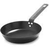 Merten & Storck Padella in acciaio al carbonio da 20 cm, grill, manico con piastra in ferro, adatta per fornelli a induzione e forno, colore nero