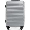 WITTCHEN Valigia da viaggio Bagaglio a mano da cabina rigida ABS 4 ruote girevoli Serratura a combinazione Maniglia telescopica GROOVE Line Taglia M Grigio Ryanair/ITA Airways/easyJet