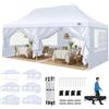 COBIZI TOOLUCK Gazebo pieghevole 3 x 6, 3 x 6 m, impermeabile, stabile, resistente all'inverno, pieghevole, con 6 pareti laterali e 4 sacchi di sabbia, per esterni, colore bianco